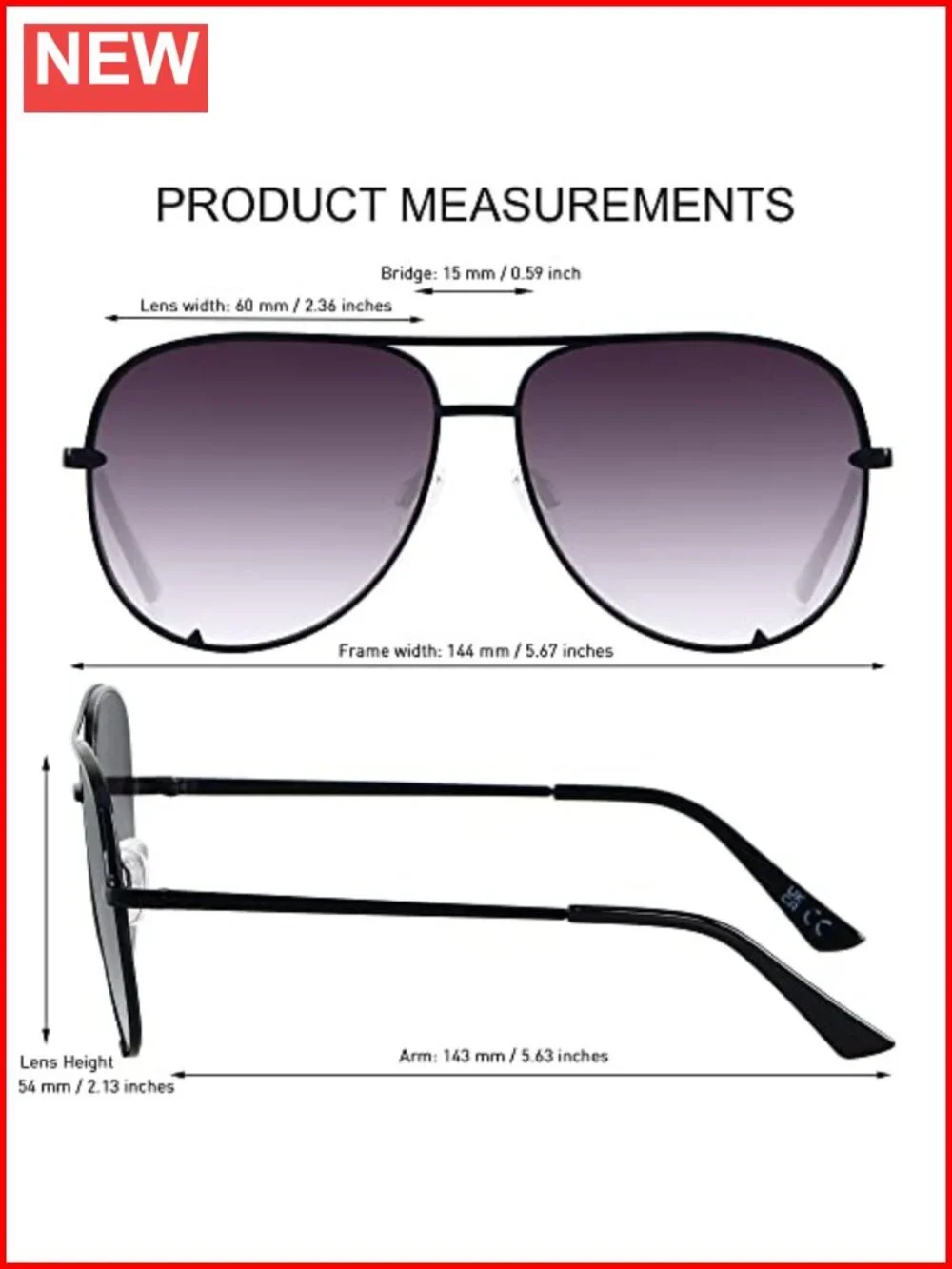 Oversized Aviator Sunglasses UV Protection Large Pilot